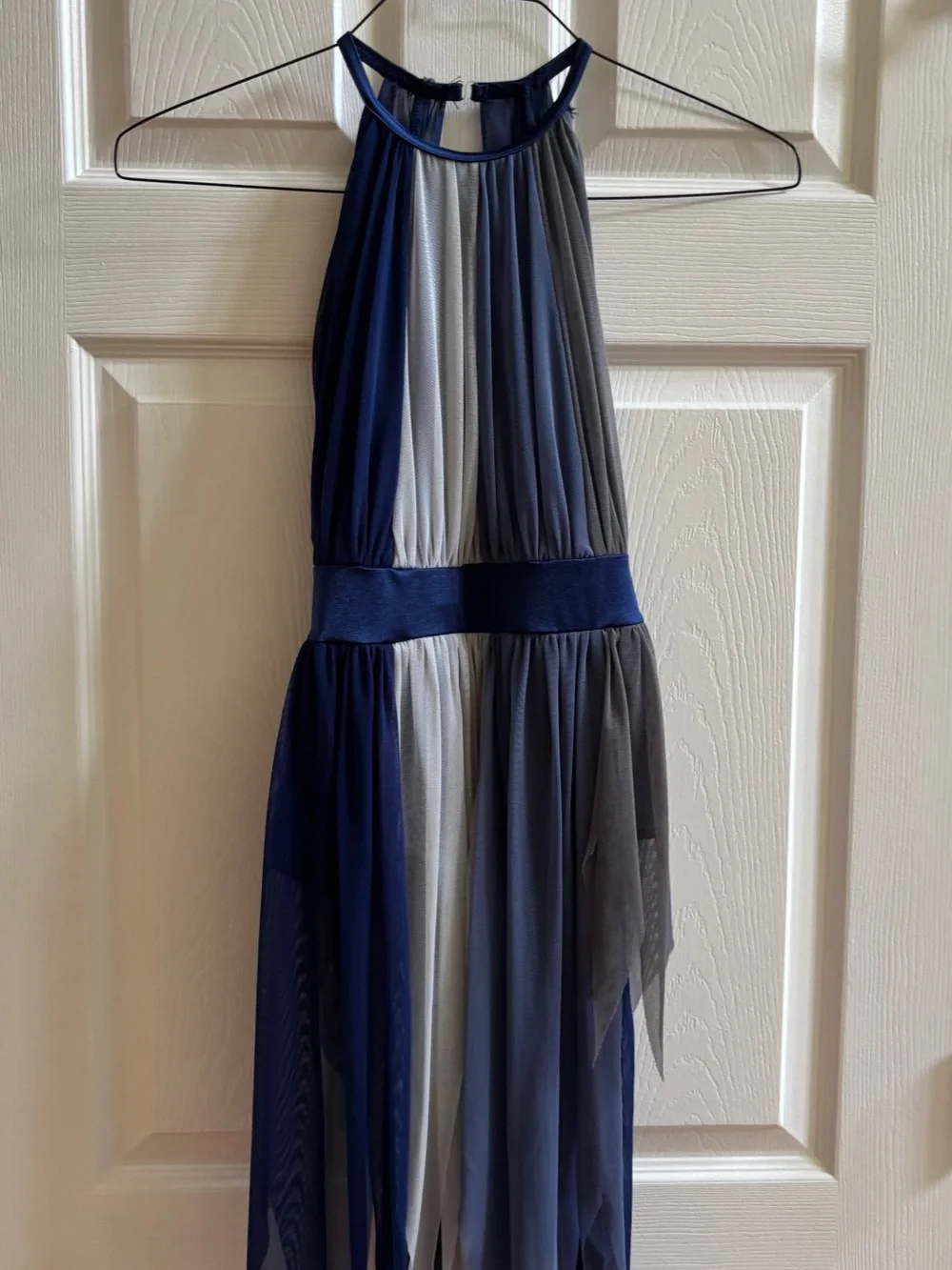 Weissman Navy and Gray Halter Dance Dress